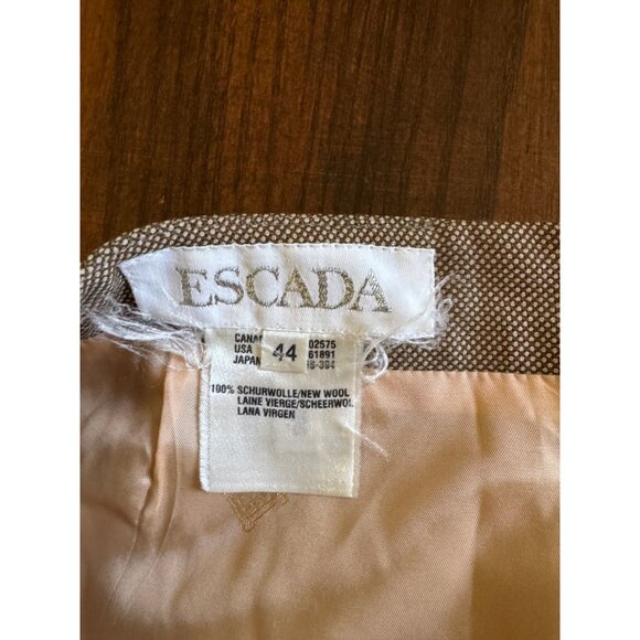 Escada Vintage Light Brown Knee Length Pencil Skirt New Wool Euro 44 US Large - Picture 8 of 9